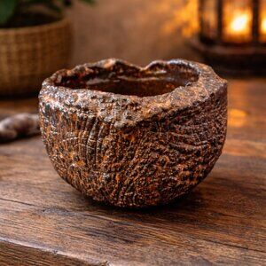 Vintage Studio Pottery Textured Ceramic Bowl – Mid Century Modern Handmade Chawa